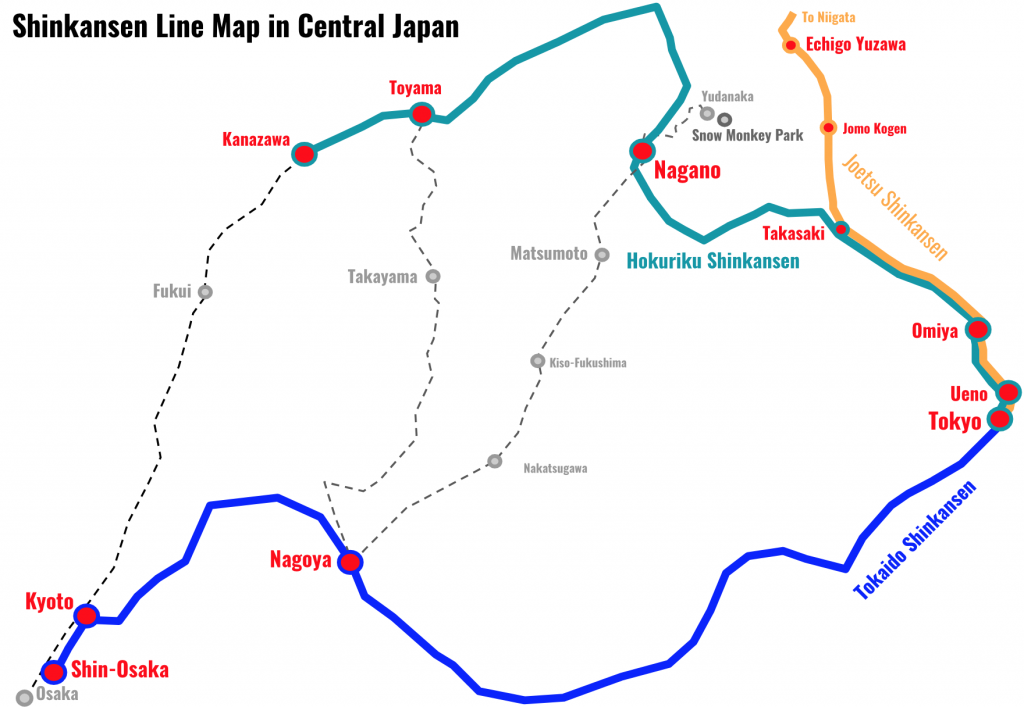 Shinkansen-Line-Map-In-Central-Japan