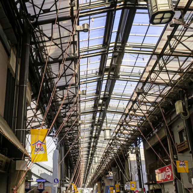 the shotengai keeps shoppers at Endoji dry